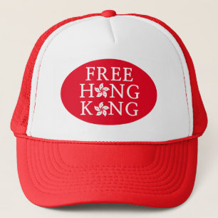Boné "Hong Kong Livre", vermelho e branco