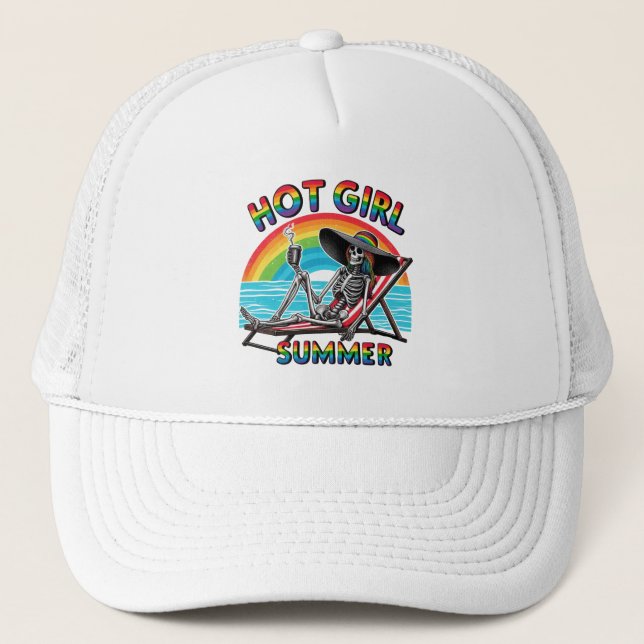 Boné Hot Girl Summer Skeleton Retro Beach Design (Frente)