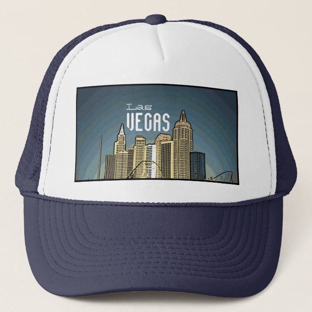 Boné Hotel Las Vegas New York vê chapéu azul artístico (Frente)