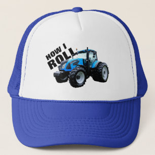 Boné "How I Roll" com Trator de Fazenda Azul