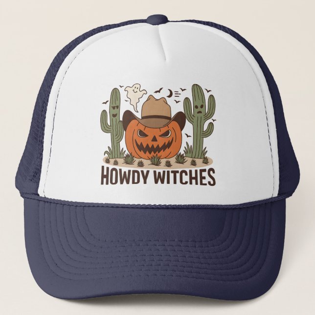 Boné Howdy Witches Halloween Western Design (Frente)