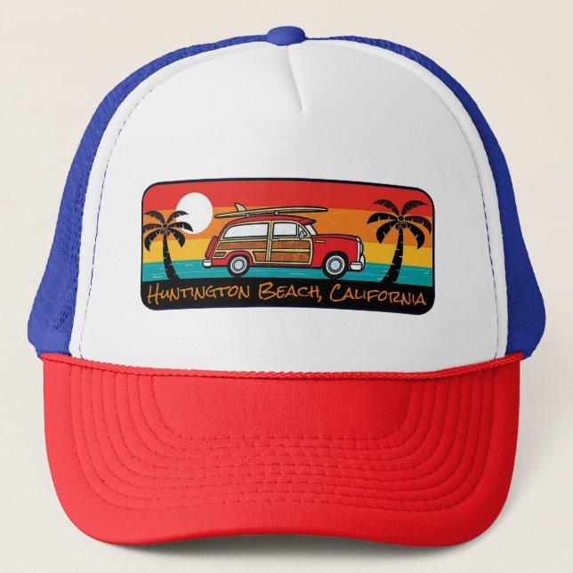 Boné Huntington Beach, California Woody Trucker Hat (Frente)