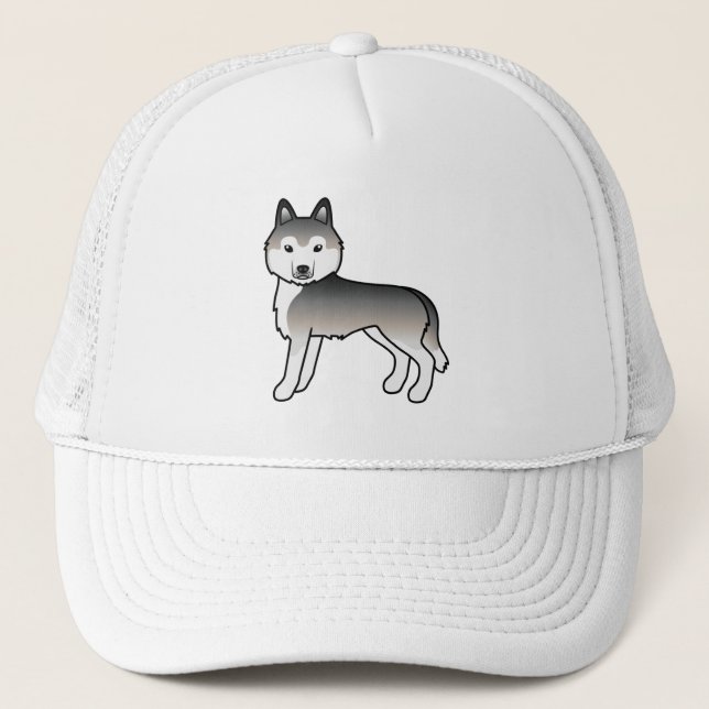 Boné Husky Siberiano Cinza Cachorro Cartoon Fofo (Frente)