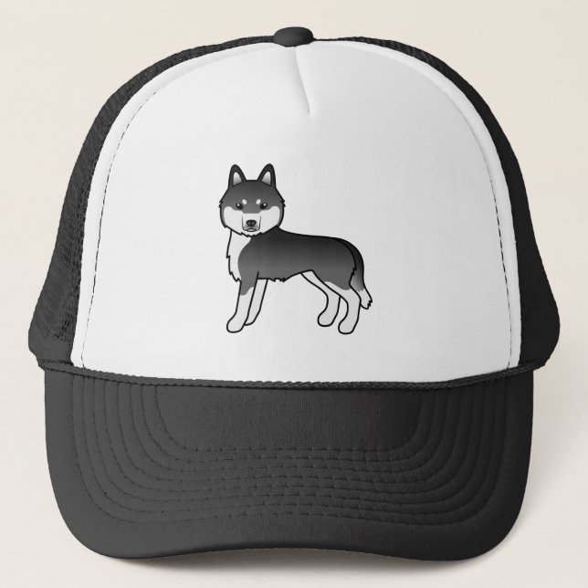 Boné Husky Siberiano Preto E Branco Cachorro De Desenho (Frente)