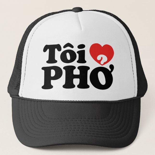 Boné I Heart (Love) Pho (Tôi9PHỞ) Língua vietnamita (Frente)