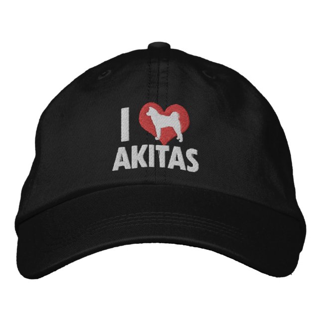 Boné I Love Akitas Embroidered Hat (Dark) (Frente)