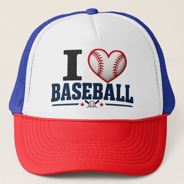 Boné I Love Baseball Cap | Baseball Fan Game Day Hat (Frente)