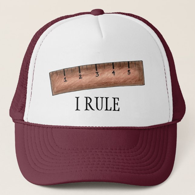 Boné I Rule Wooden Ruler Math Nerd School Hat (Frente)