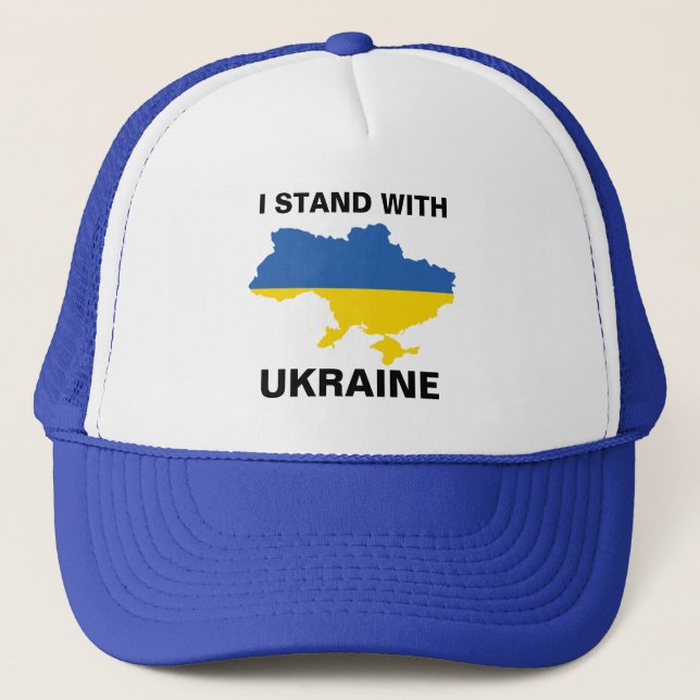 Boné I Stand with Ukraine Ukrainian Flag and Map Trucke (Frente)