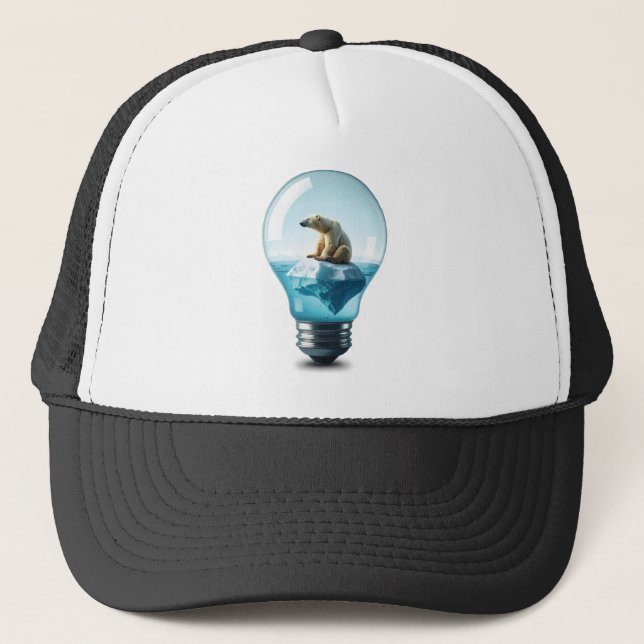 Boné Iceberg da Lâmpada - Urso Polar em uma Lâmpada (Frente)