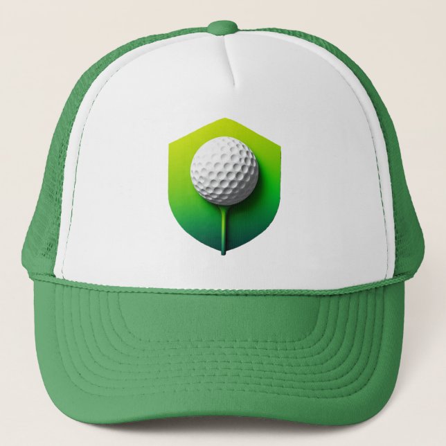 Boné Ícone de Bola de Golfe Estilizado com Fundo Verde (Frente)