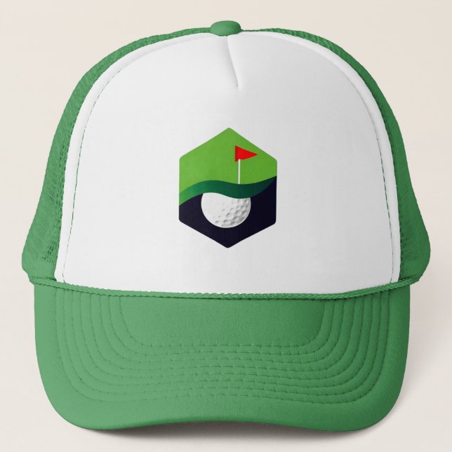 Boné Ícone de Bola de Golfe Estilizado com Fundo Verde (Frente)