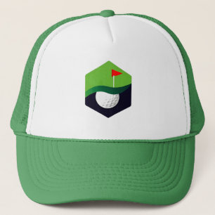 Boné Ícone Estilizado da Bola de Golfe com Fundo Verde