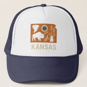Boné Ícones do Kansas   Bison, Tornado, Girassol e Prai
