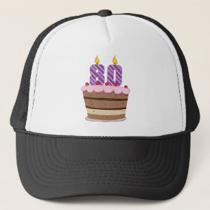 Boné Idade 80 no bolo de aniversário