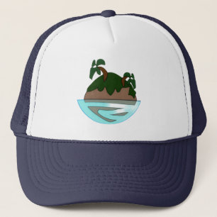 Boné Ilha Tropical de Desenho Animado Minimalista no Oc
