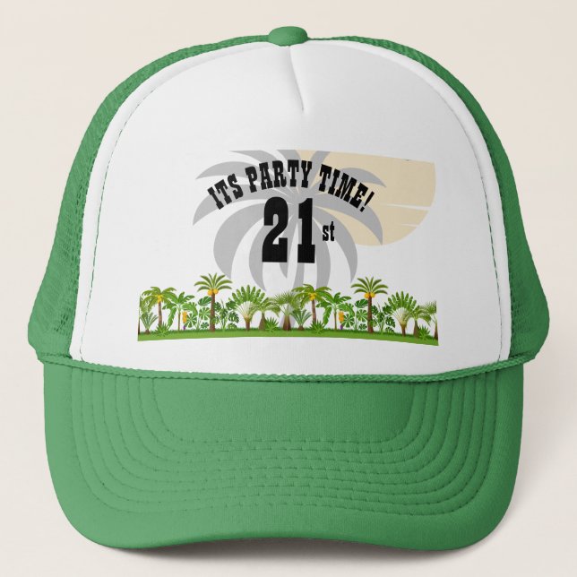 Boné Ilha Tropical Palm Tree Sunset (Frente)