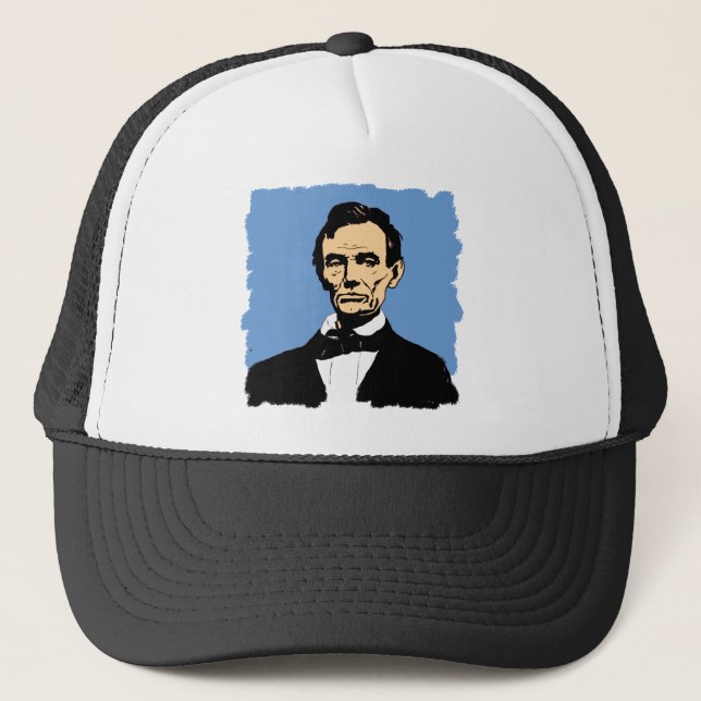 Boné Ilustração de Abraham Lincoln no azul (Frente)