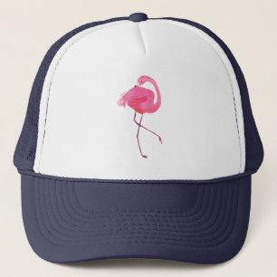 Boné Ilustração de Aquarelas Flamingo Rosa