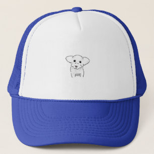 Boné Ilustração de cachorrinho branco fofa desenhada à 