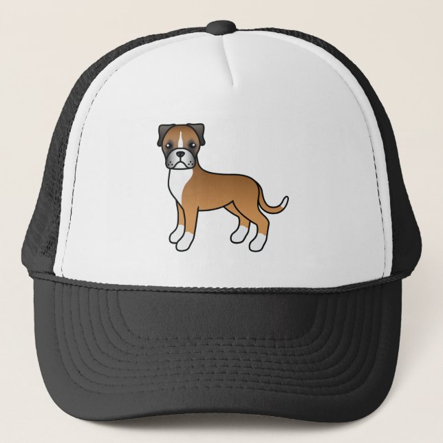 Boné Ilustração de Cachorro Cartoon Fofo de Boxer Cor d (Frente)