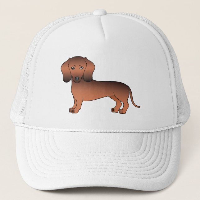 Boné Ilustração de cachorro da raça Dachshund com pelo  (Frente)