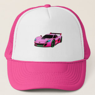 Boné Ilustração de carro esportivo rosa com design mode
