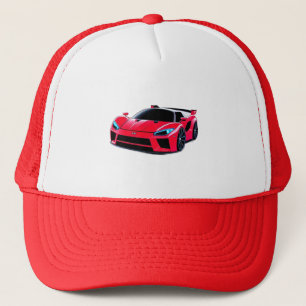 Boné Ilustração de Carro Esportivo Vermelho com Design