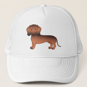 Boné Ilustração de Dachshund de Cabelo Suave Vermelho