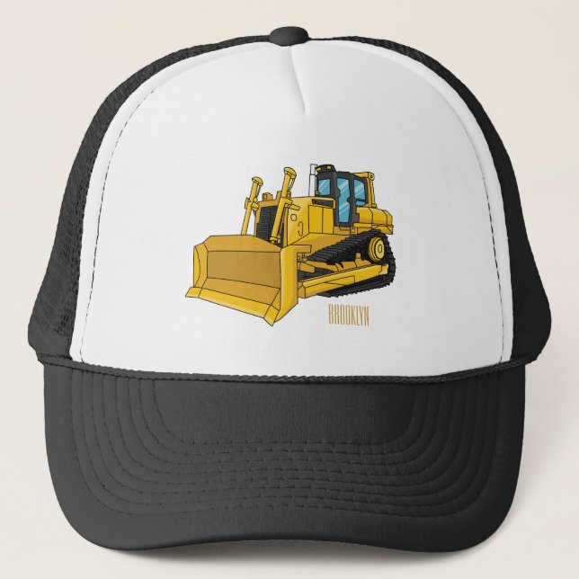 Boné Ilustração de desenho animado Bulldozer (Frente)