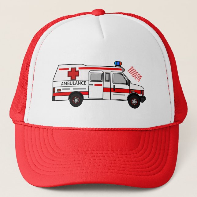 Boné Ilustração de desenho animado de Ambulância (Frente)