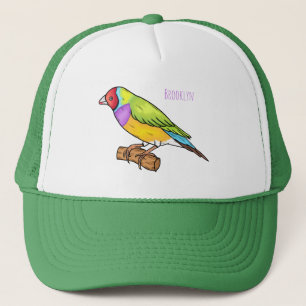 Boné Ilustração de desenho animado de ave-finch-gouldia