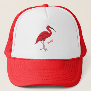 Boné Ilustração de desenho animado de aves Scarlet ibis