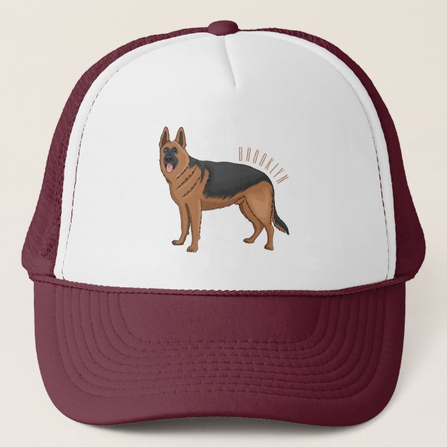 Boné ilustração de desenho animado de cão german shephe (Frente)