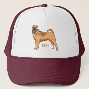 Boné Ilustração de desenho animado de cão Shar-Pei chin