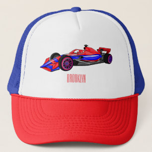 Boné Ilustração de desenho animado de carro de corrida