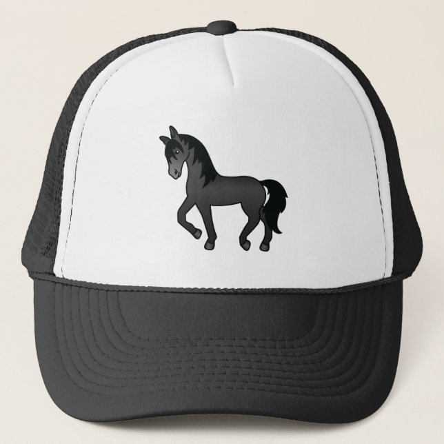 Boné Ilustração de desenho animado de cavalo trotando p (Frente)
