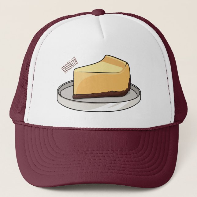 Boné Ilustração de desenho animado de Cheesecake (Frente)