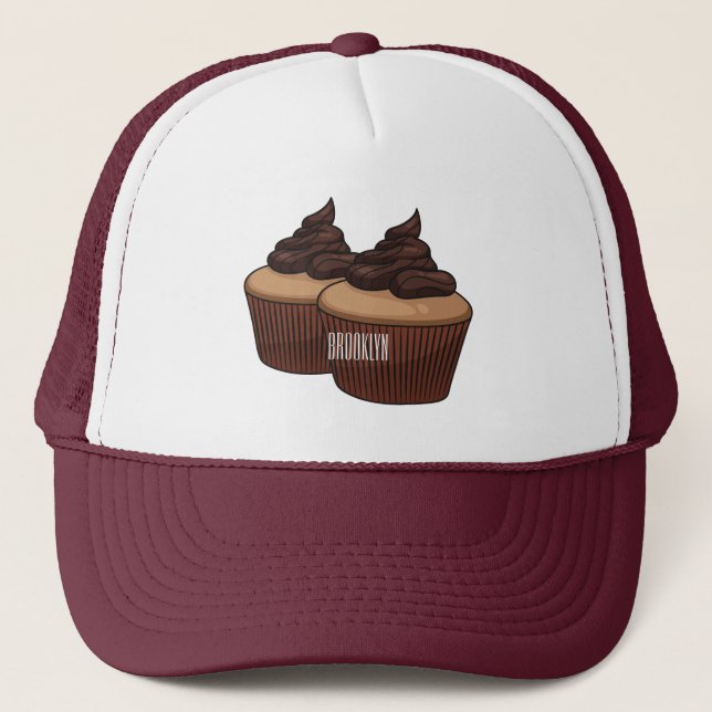 Boné ilustração de desenho animado de cupcake (Frente)
