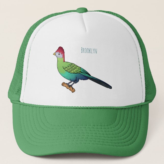 Boné Ilustração de desenho animado de pássaro turaco co (Frente)