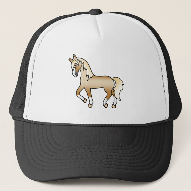 Boné Ilustração de desenho animado fofo de cavalo trota (Frente)