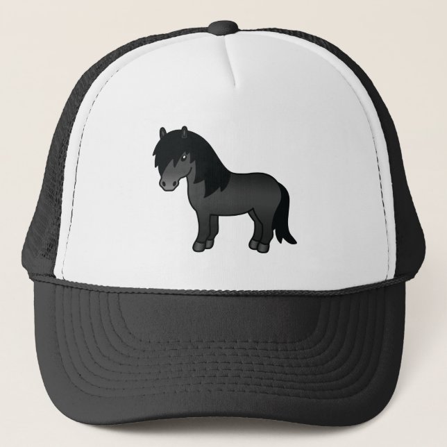 Boné Ilustração de desenho animado fofo de pônei Shetla (Frente)