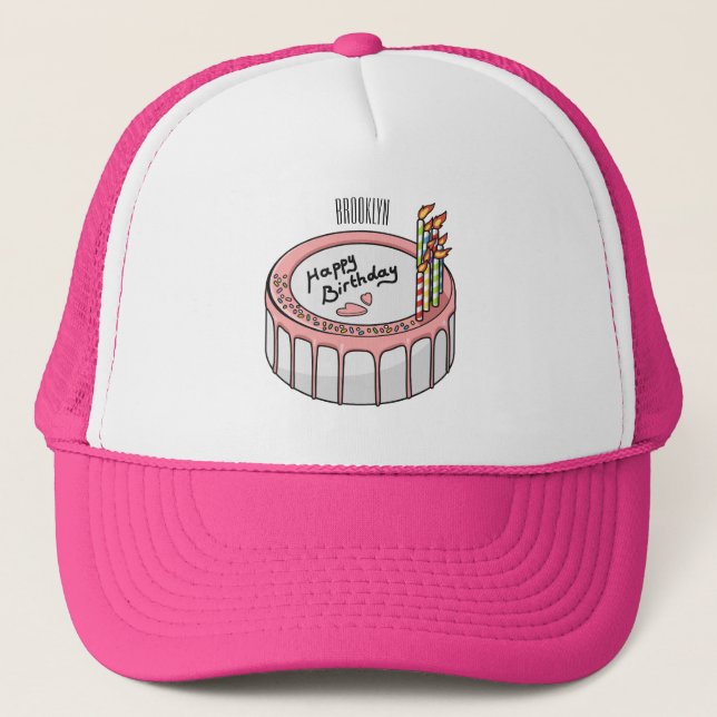 Boné Ilustração de desenho de bolo de aniversário (Frente)