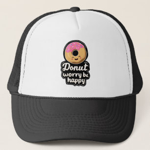 Boné Ilustração de Donut Sorridente – “Donut Worry Be H