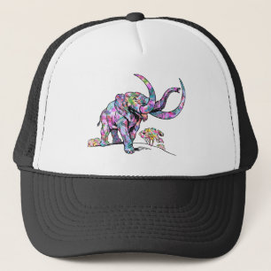 Boné Ilustração de Elefante Vintage com Cores Vibrantes