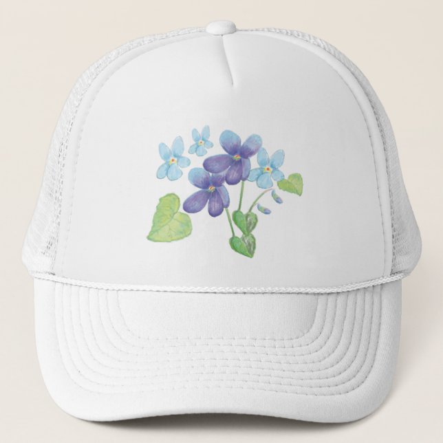Boné Ilustração de Flores Violetas Selvagens (Frente)
