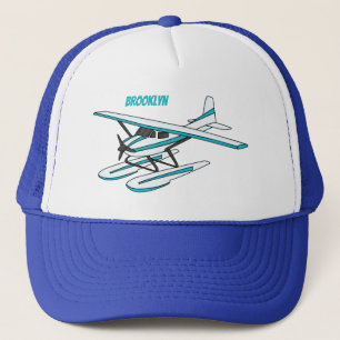 Boné Ilustração de hidroavião azul branco