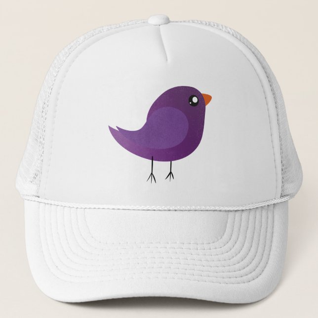 Boné Ilustração de Passarinho Roxo Fofo (Frente)