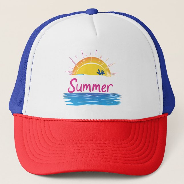 Boné Ilustração de Praia Sunset Summer (Frente)