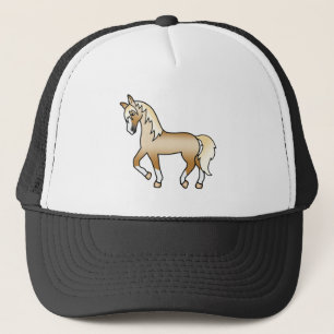 Boné Ilustração do desenho animado de trote de cavalos 